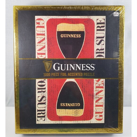 Guinness Beer 1000 Piece Jigsaw Puzzle 29"x23" Foil Accented Front NEW SEALED - Picture 1 of 16